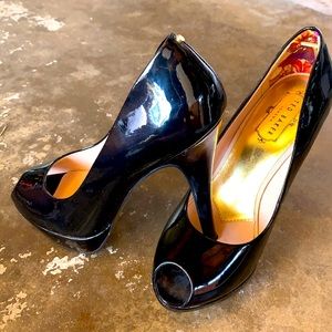 Ted Baker black patent leather, 4 inch heels.